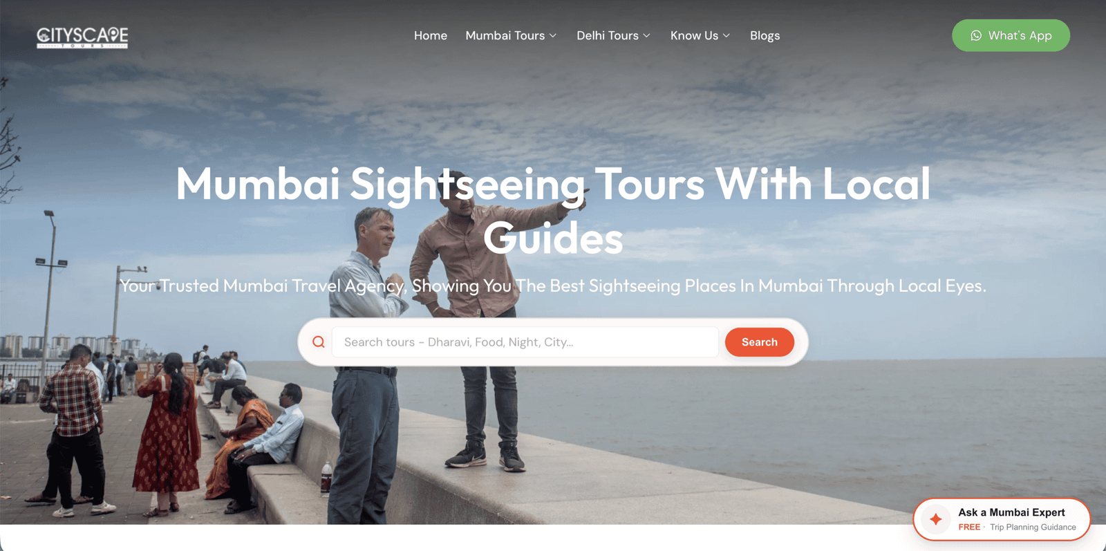 Cityscape Tours website homepage