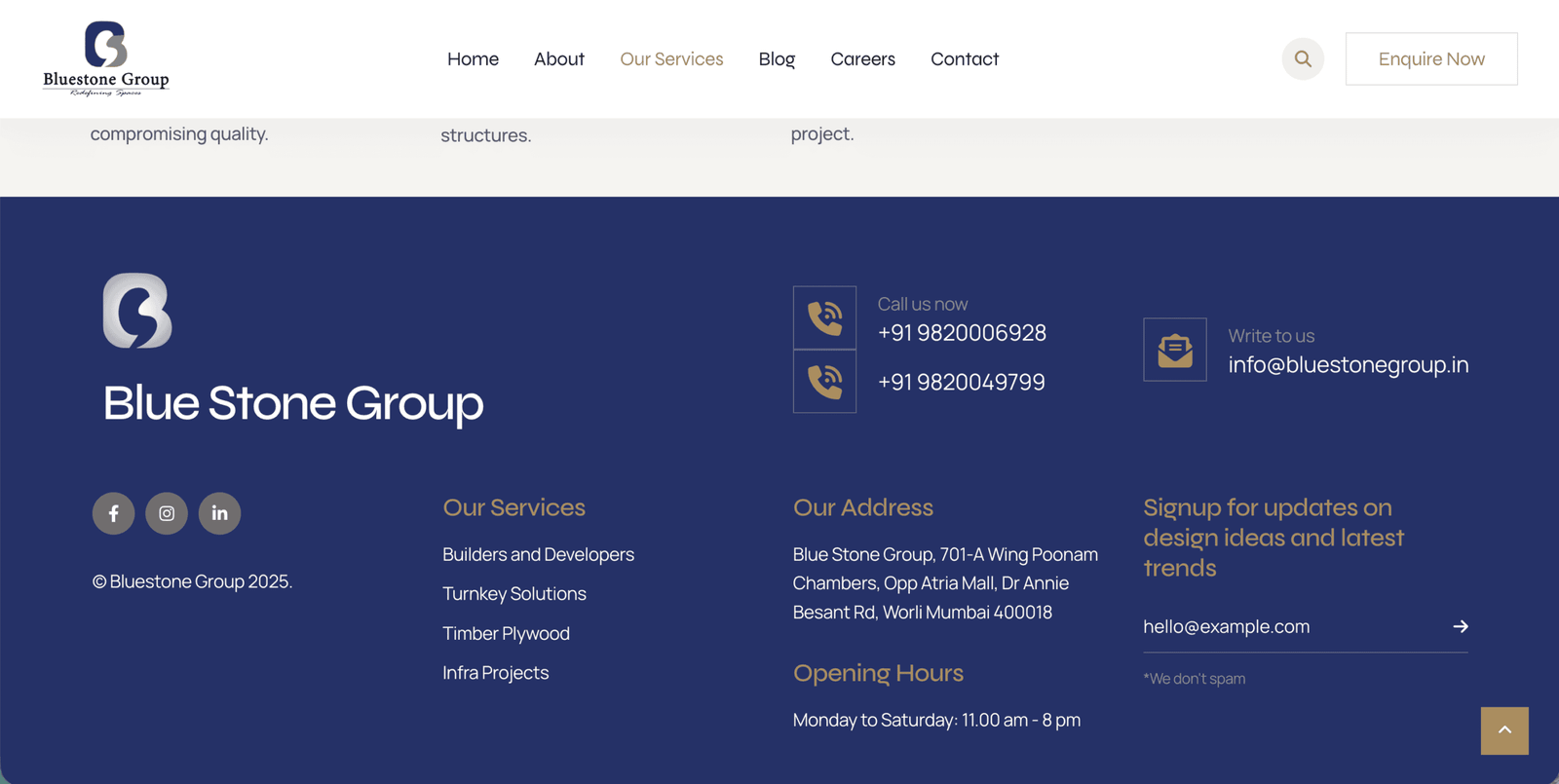 Bluestone Group website design