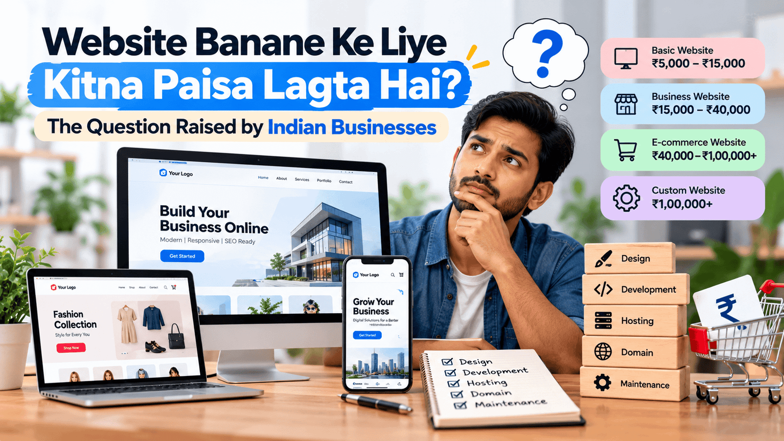 website banane ke liye kitna paisa lagta hai ?